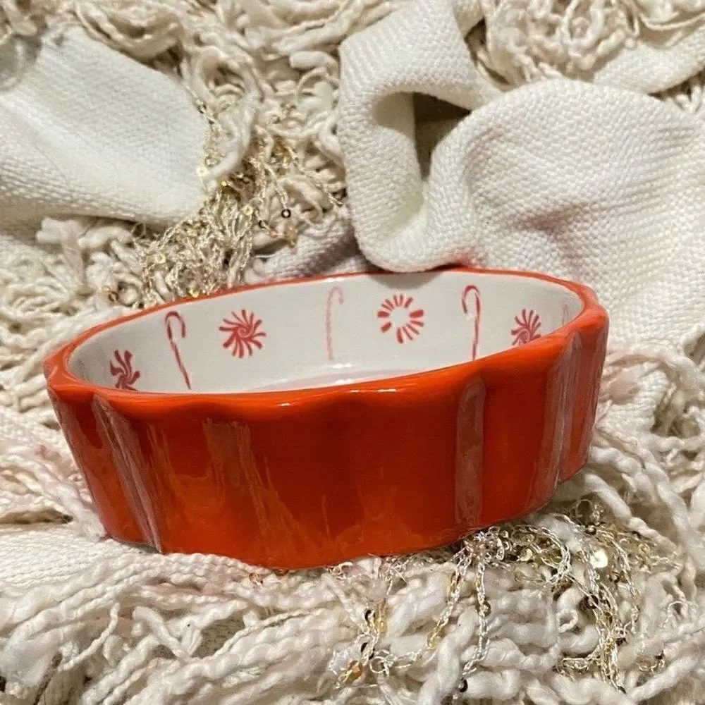 Anthropologie Geoge & Viv Merry Ramekin Baking Trinket Dish Christmas NEW